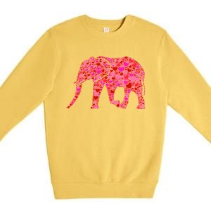 Pink Red Heart Valentines Day Gift Cute Gift Elephant Great Gift Premium Crewneck Sweatshirt