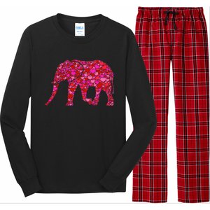 Pink Red Heart Valentines Day Gift Cute Gift Elephant Great Gift Long Sleeve Pajama Set