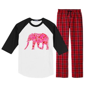 Pink Red Heart Valentines Day Gift Cute Gift Elephant Great Gift Raglan Sleeve Pajama Set