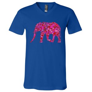 Pink Red Heart Valentines Day Gift Cute Gift Elephant Great Gift V-Neck T-Shirt