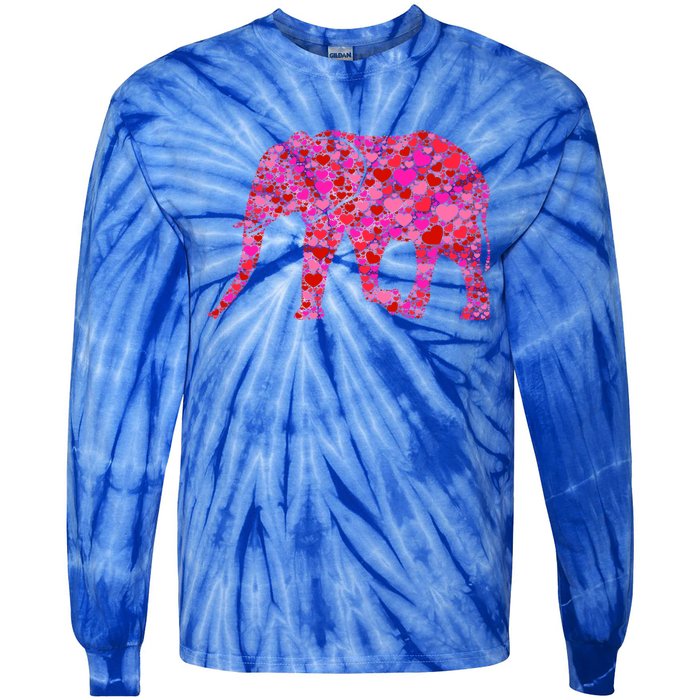 Pink Red Heart Valentines Day Gift Cute Gift Elephant Great Gift Tie-Dye Long Sleeve Shirt