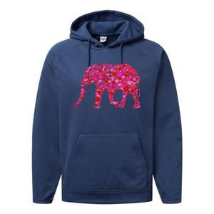 Pink Red Heart Valentines Day Gift Cute Gift Elephant Great Gift Performance Fleece Hoodie