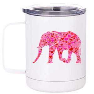 Pink Red Heart Valentines Day Gift Cute Gift Elephant Great Gift 12 oz Stainless Steel Tumbler Cup