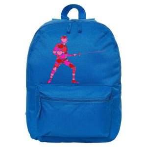 Pink Red Heart Valentines Day Gift Funny Gift Fencing Gift 16 in Basic Backpack