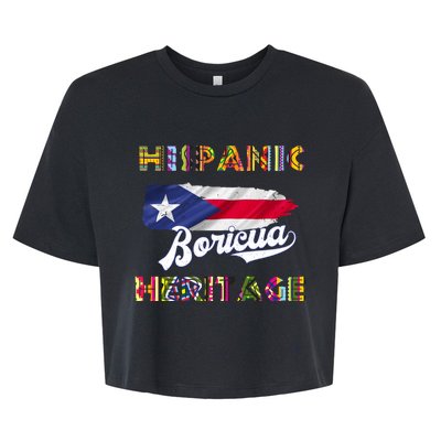 Puerto Rico Hispanic Heritage Month Boricua Bella+Canvas Jersey Crop Tee