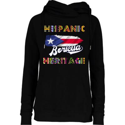 Puerto Rico Hispanic Heritage Month Boricua Womens Funnel Neck Pullover Hood