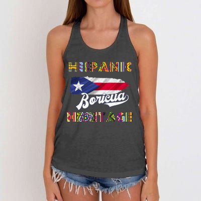 Puerto Rico Hispanic Heritage Month Boricua Women's Knotted Racerback Tank