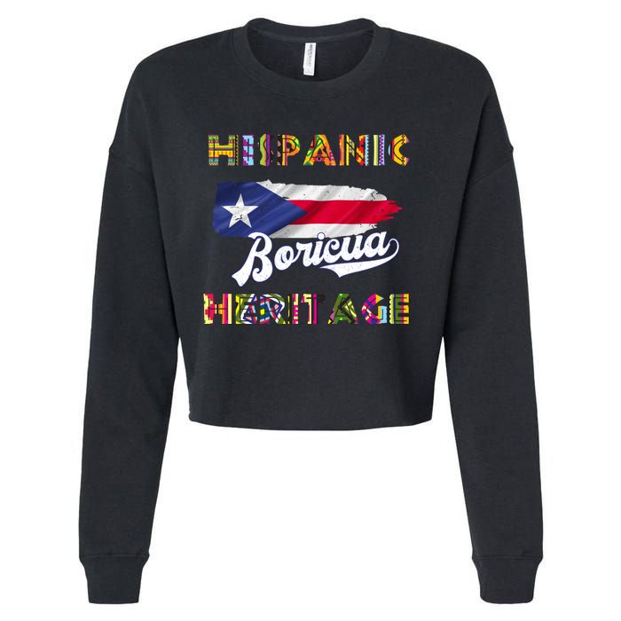 Puerto Rico Hispanic Heritage Month Boricua Cropped Pullover Crew