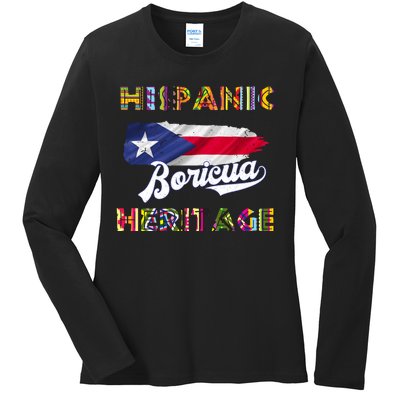 Puerto Rico Hispanic Heritage Month Boricua Ladies Long Sleeve Shirt