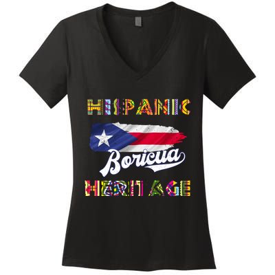 Puerto Rico Hispanic Heritage Month Boricua Women's V-Neck T-Shirt