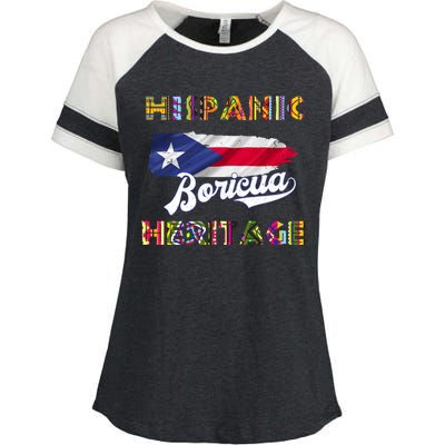 Puerto Rico Hispanic Heritage Month Boricua Enza Ladies Jersey Colorblock Tee