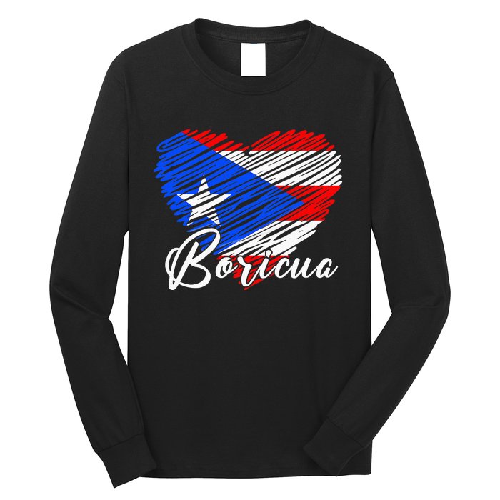 Puerto Rican Hispanic Heritage Boricua Puerto Rico Heart Long Sleeve Shirt