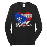 Puerto Rican Hispanic Heritage Boricua Puerto Rico Heart Tall Long Sleeve T-Shirt