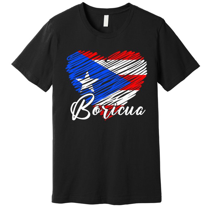 Puerto Rican Hispanic Heritage Boricua Puerto Rico Heart Premium T-Shirt