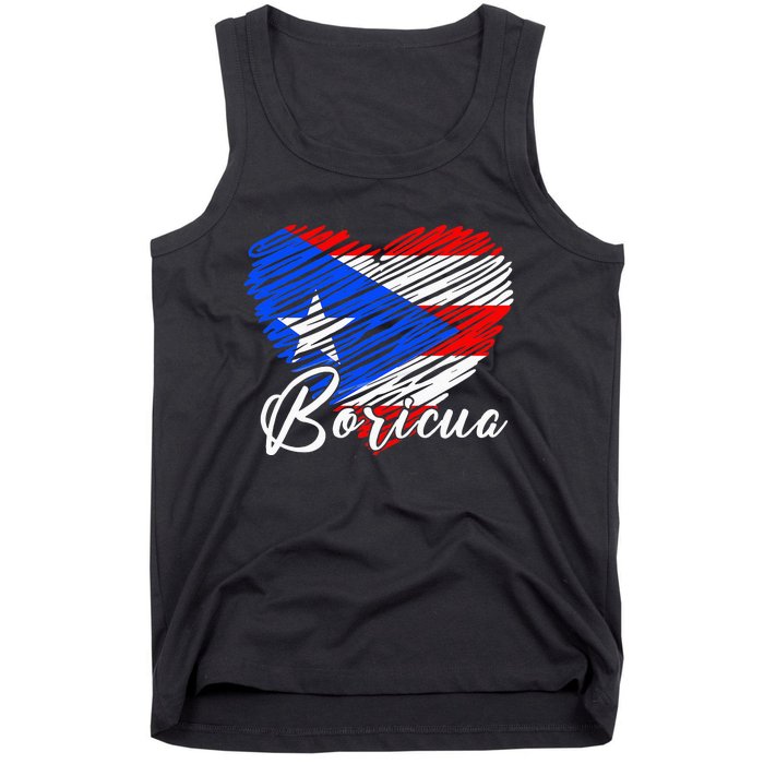 Puerto Rican Hispanic Heritage Boricua Puerto Rico Heart Tank Top