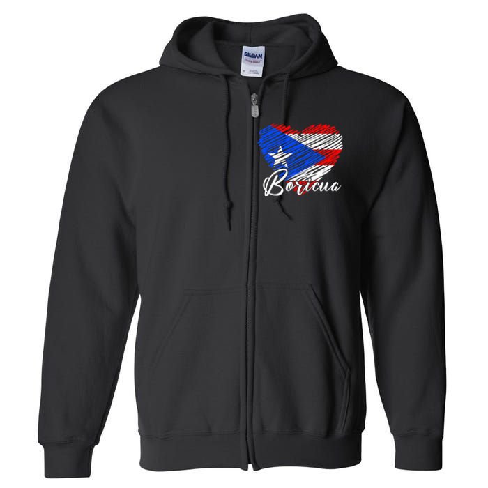 Puerto Rican Hispanic Heritage Boricua Puerto Rico Heart Full Zip Hoodie