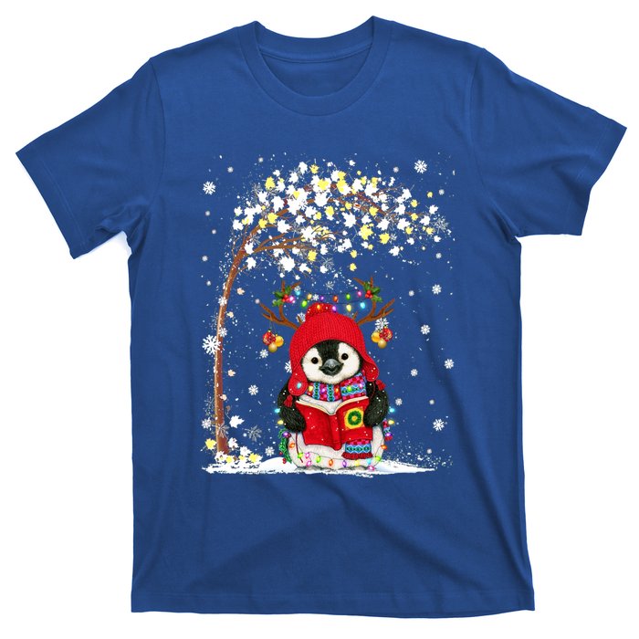 Penguin Reindeer Hat Santa Christmas Tree Funny Penguin Xmas Gift T-Shirt