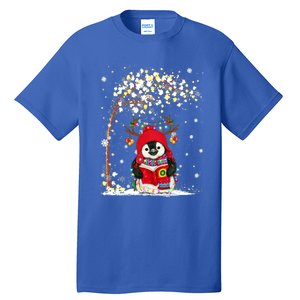 Penguin Reindeer Hat Santa Christmas Tree Funny Penguin Xmas Gift Tall T-Shirt