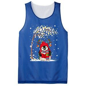 Penguin Reindeer Hat Santa Christmas Tree Funny Penguin Xmas Gift Mesh Reversible Basketball Jersey Tank