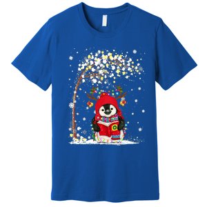 Penguin Reindeer Hat Santa Christmas Tree Funny Penguin Xmas Gift Premium T-Shirt