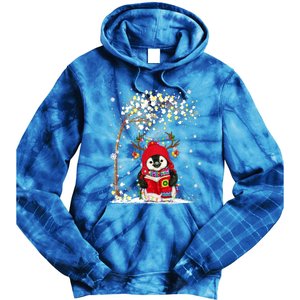 Penguin Reindeer Hat Santa Christmas Tree Funny Penguin Xmas Gift Tie Dye Hoodie