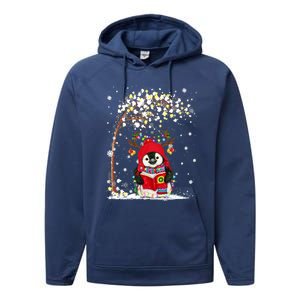 Penguin Reindeer Hat Santa Christmas Tree Funny Penguin Xmas Gift Performance Fleece Hoodie