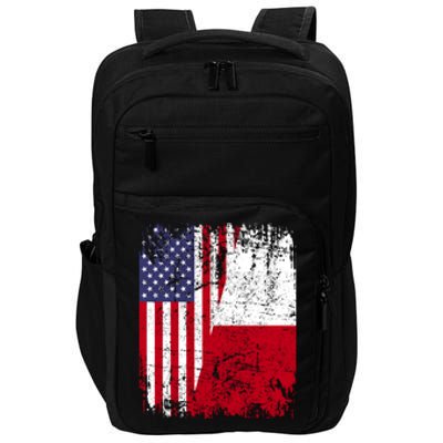 POLISH ROOTS Half American Flag USA POLAND FLAG Polska Impact Tech Backpack