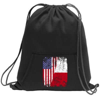 POLISH ROOTS Half American Flag USA POLAND FLAG Polska Sweatshirt Cinch Pack Bag