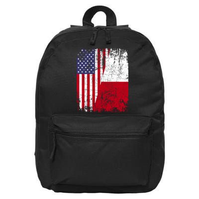 POLISH ROOTS Half American Flag USA POLAND FLAG Polska 16 in Basic Backpack