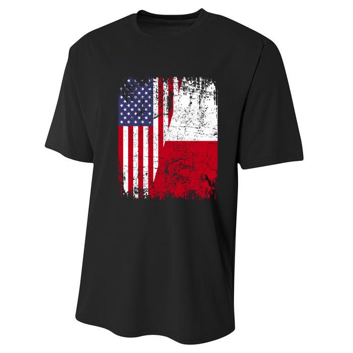 POLISH ROOTS Half American Flag USA POLAND FLAG Polska Performance Sprint T-Shirt