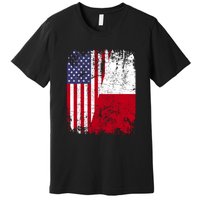 POLISH ROOTS Half American Flag USA POLAND FLAG Polska Premium T-Shirt