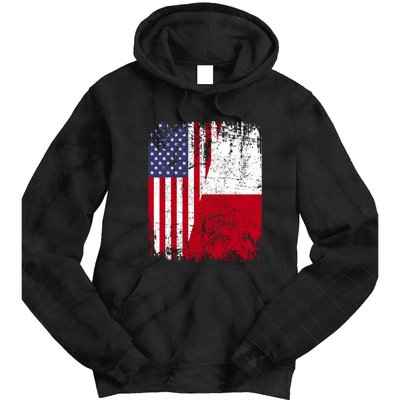 POLISH ROOTS Half American Flag USA POLAND FLAG Polska Tie Dye Hoodie