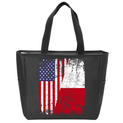 POLISH ROOTS Half American Flag USA POLAND FLAG Polska Zip Tote Bag