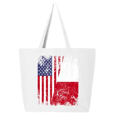 POLISH ROOTS Half American Flag USA POLAND FLAG Polska 25L Jumbo Tote