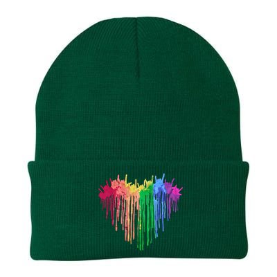 Pride Rainbow Heart Graphic Lgbt Knit Cap Winter Beanie