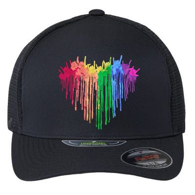 Pride Rainbow Heart Graphic Lgbt Flexfit Unipanel Trucker Cap