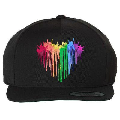 Pride Rainbow Heart Graphic Lgbt Wool Snapback Cap