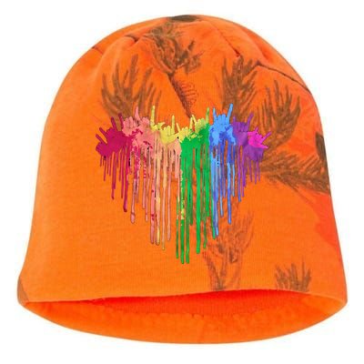 Pride Rainbow Heart Graphic Lgbt Kati - Camo Knit Beanie