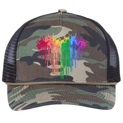 Pride Rainbow Heart Graphic Lgbt Retro Rope Trucker Hat Cap