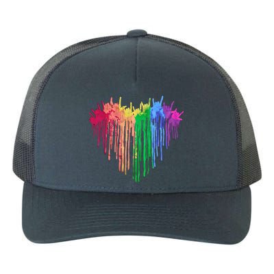 Pride Rainbow Heart Graphic Lgbt Yupoong Adult 5-Panel Trucker Hat