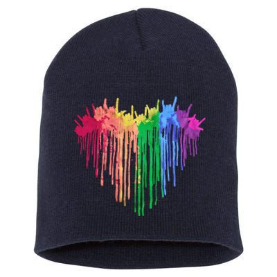 Pride Rainbow Heart Graphic Lgbt Short Acrylic Beanie