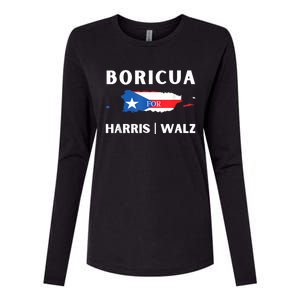 Puerto Ricans Harris 2024 Boricua For Harris Waltz Womens Cotton Relaxed Long Sleeve T-Shirt