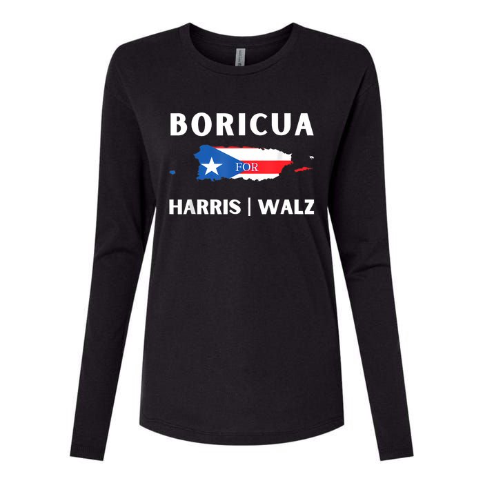 Puerto Ricans Harris 2024 Boricua For Harris Waltz Womens Cotton Relaxed Long Sleeve T-Shirt