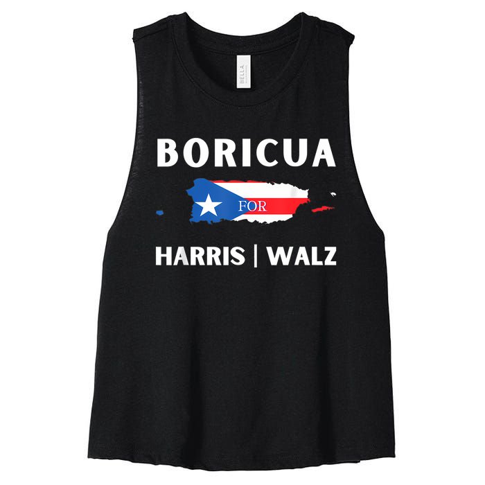 Puerto Ricans Harris 2024 Boricua For Harris Waltz Women's Racerback Cropped Tank