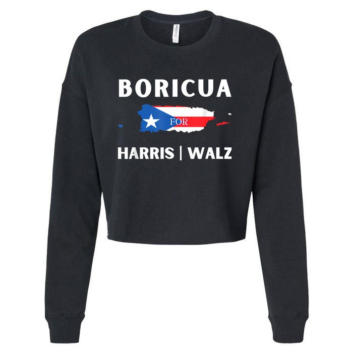 Puerto Ricans Harris 2024 Boricua For Harris Waltz Cropped Pullover Crew