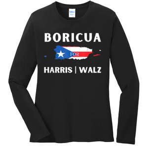 Puerto Ricans Harris 2024 Boricua For Harris Waltz Ladies Long Sleeve Shirt