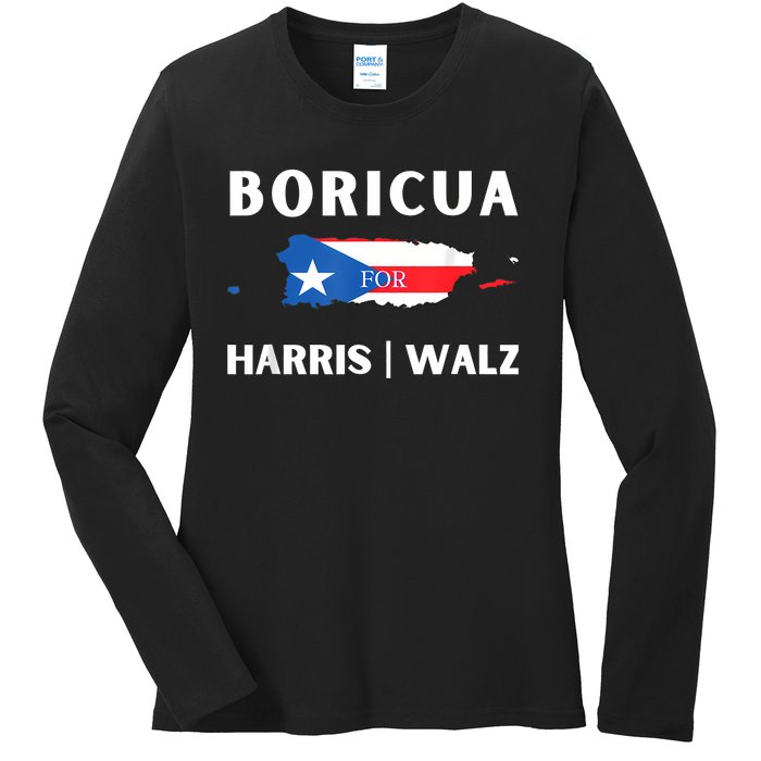 Puerto Ricans Harris 2024 Boricua For Harris Waltz Ladies Long Sleeve Shirt