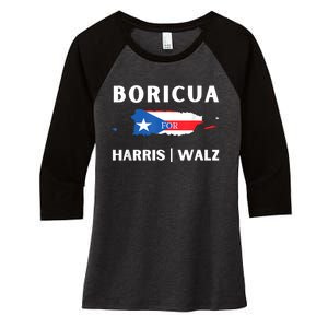 Puerto Ricans Harris 2024 Boricua For Harris Waltz Women's Tri-Blend 3/4-Sleeve Raglan Shirt