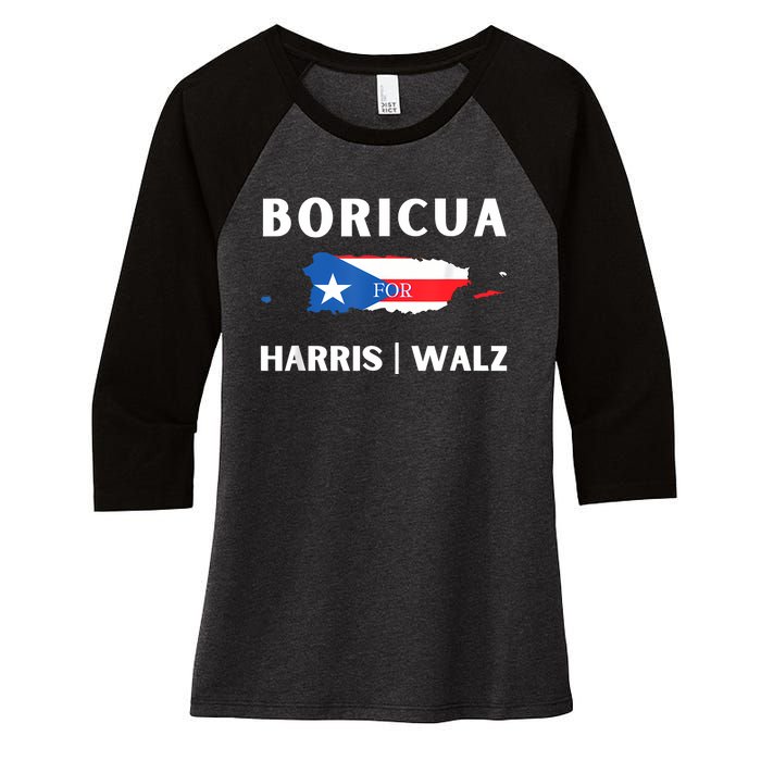 Puerto Ricans Harris 2024 Boricua For Harris Waltz Women's Tri-Blend 3/4-Sleeve Raglan Shirt