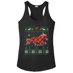 Plaid Race Horse Santa Hat Rancher Equestrian Ugly Christmas Cute Gift Ladies PosiCharge Competitor Racerback Tank